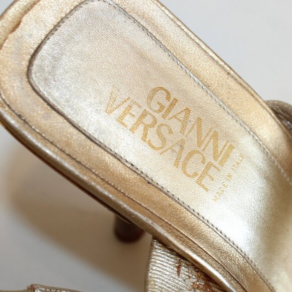 Vintage Versace Gold Strappy Sandals Heels - Picture 4 of 6